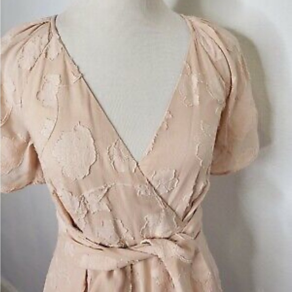 JOIE Women's Leighan Burnout Floral Midi Dress Tie Waist Blush Pink - Picture 2 of 6